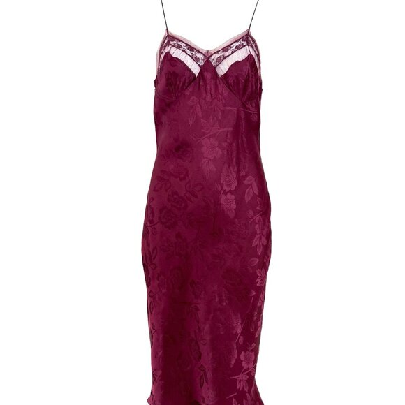 DIOR by JOHN GALLIANO 2005 Vintage Silk Burgundy Floral Print Midi Dress - Picture 2 of 9